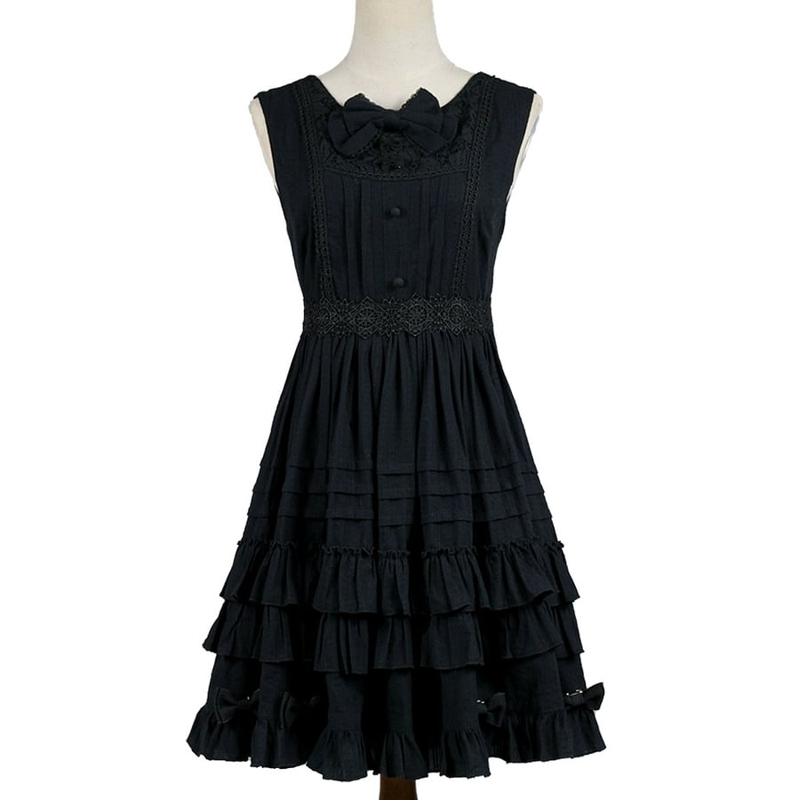 Elegant Ivory Ruffles Lolita Jumper Skirt Solid Color JSK Casual Coord
