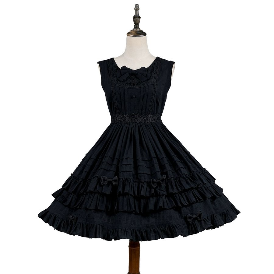 Elegant Ivory Ruffles Lolita Jumper Skirt Solid Color JSK Casual Coord