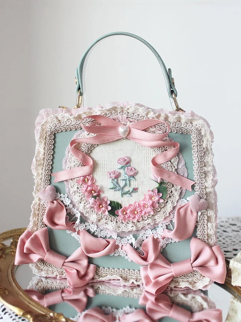 Lolita Bag Flower Lace Bow Handbag Four Times Flower Tea Party Gorgeous Lolita Accessories