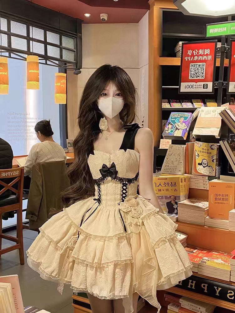 Flower Wedding Color Suspender Dress Ballet Puffy Dress Dress Lolita