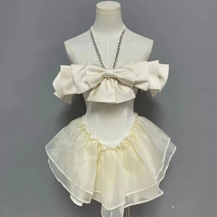 French Lolita Sweet Lolita Pink Off Shoulder Apricot Diamond Bow Princess Dress Sweet Lolita Short Prom Dress