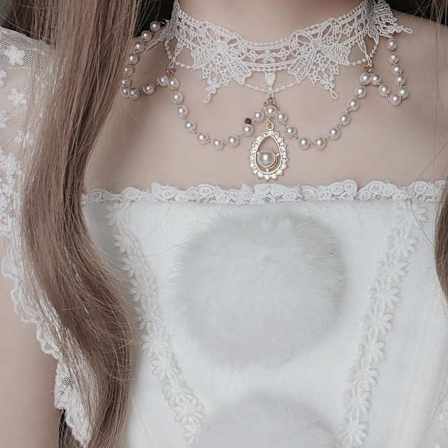 Gem Pearl Lace Necklace Ribbon Accessories Small Things Wedding Lolita Accessories