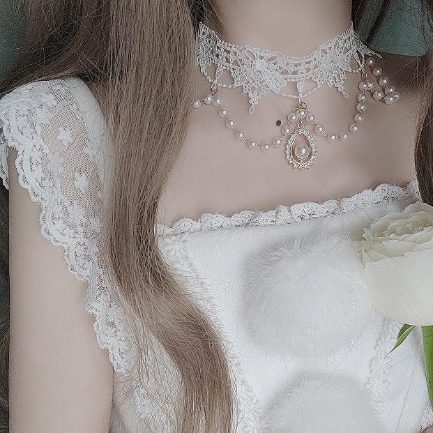 Gem Pearl Lace Necklace Ribbon Accessories Small Things Wedding Lolita Accessories