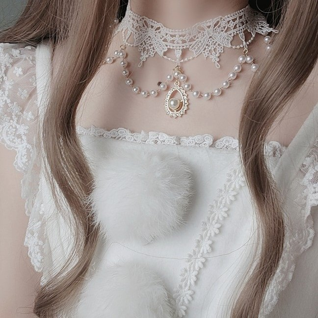 Gem Pearl Lace Necklace Ribbon Accessories Small Things Wedding Lolita Accessories