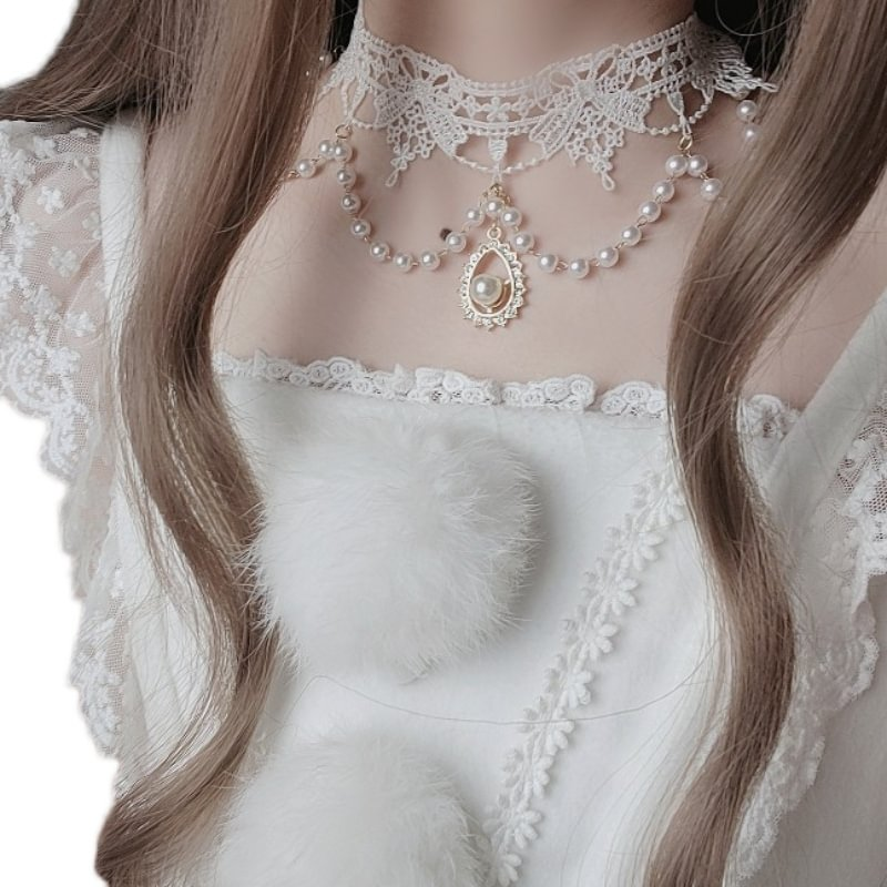 Gem Pearl Lace Necklace Ribbon Accessories Small Things Wedding Lolita Accessories