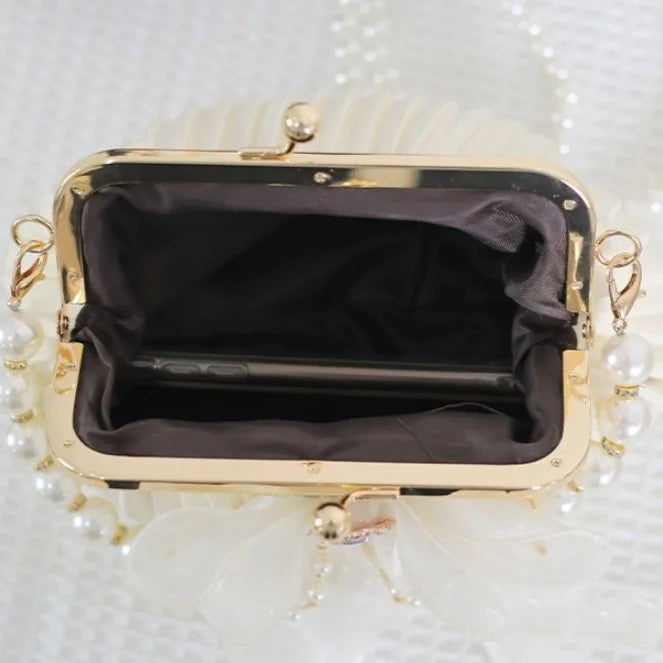 Gorgeous Pearl Bow Crossbody Bag Lolita Shell Bag Elegant Lolita Accessory Handbag