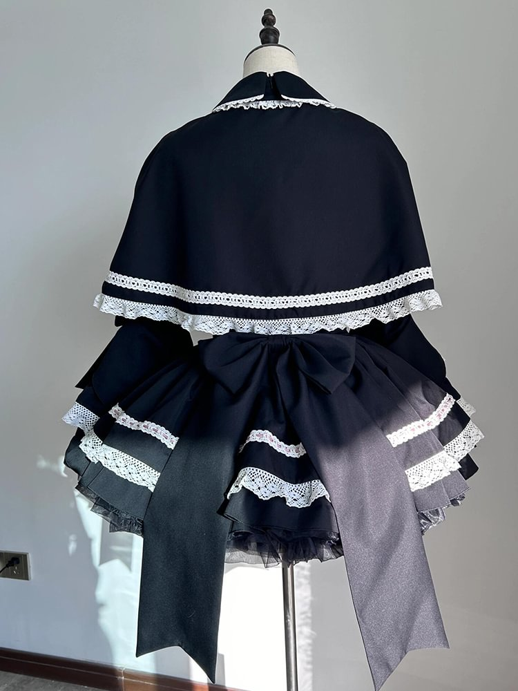 Goth Lolita Black Lolita Ji Sleeve Doll Vintage Lolita Small Victorian Lolita Cape Set Christmas