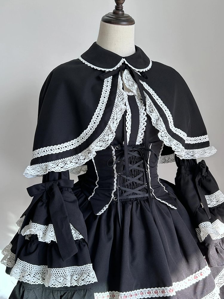 Goth Lolita Black Lolita Ji Sleeve Doll Vintage Lolita Small Victorian Lolita Cape Set Christmas