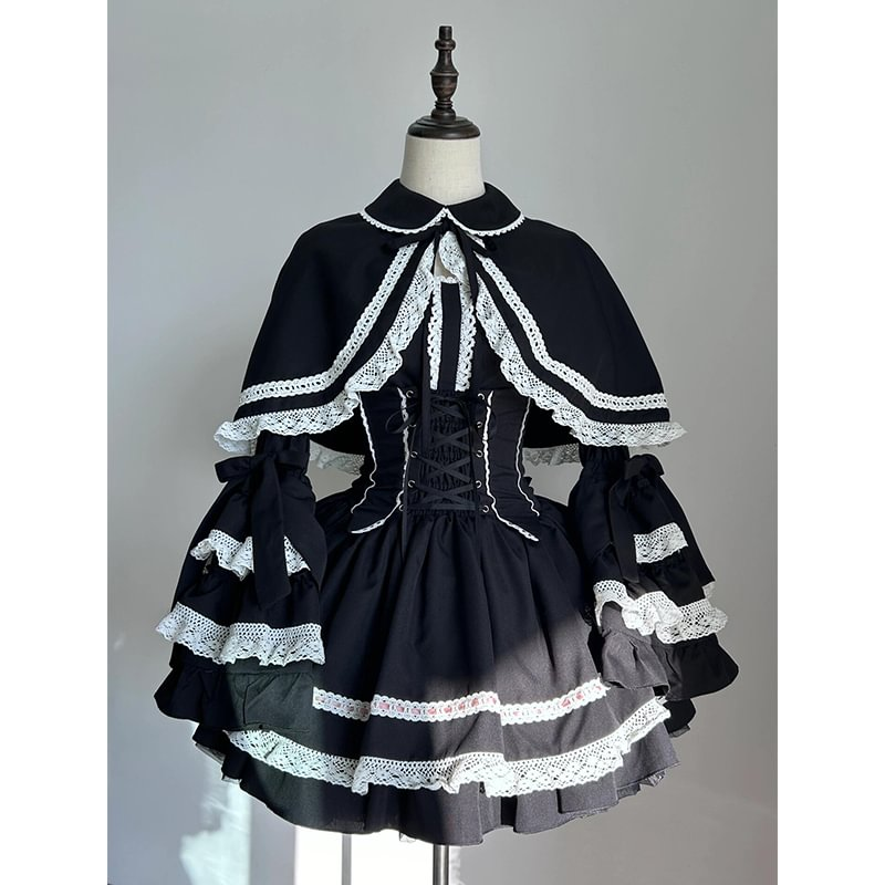 Goth Lolita Black Lolita Ji Sleeve Doll Vintage Lolita Small Victorian Lolita Cape Set Christmas