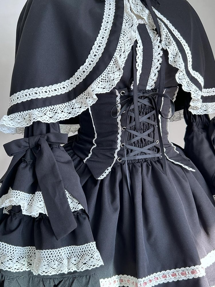 Goth Lolita Black Lolita Ji Sleeve Doll Vintage Lolita Small Victorian Lolita Cape Set Christmas