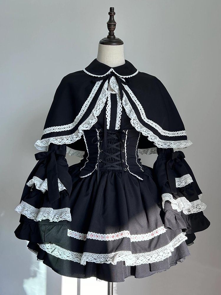 Goth Lolita Black Lolita Ji Sleeve Doll Vintage Lolita Small Victorian Lolita Cape Set Christmas