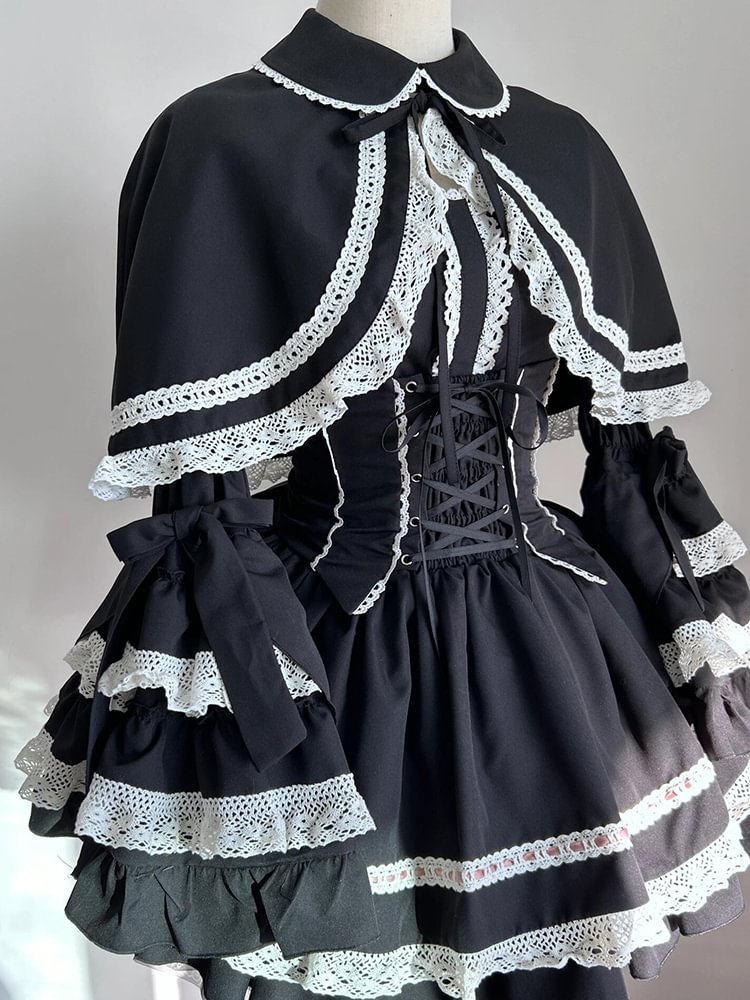 Goth Lolita Black Lolita Ji Sleeve Doll Vintage Lolita Small Victorian Lolita Cape Set Christmas