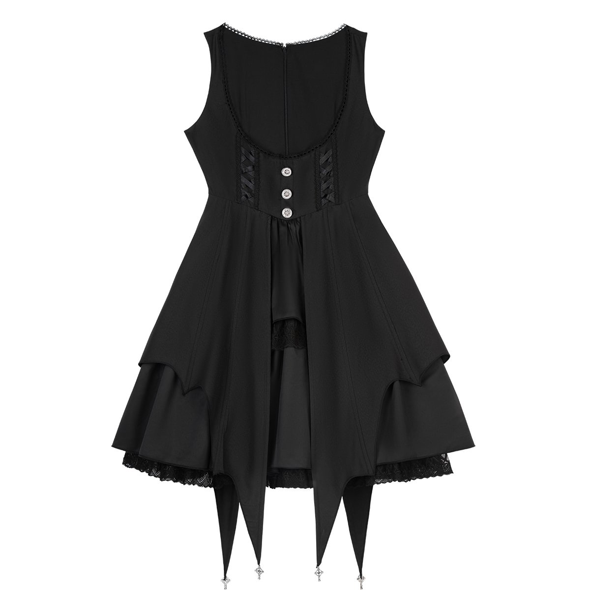 Goth Lolita Dress Girl Magic Dark Black White Wind Daily Dress OP Long Sleeve Strap Skirt Set
