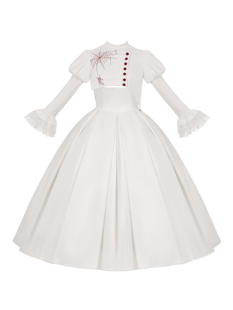 Goth Lolita Embroider Top Black White Fishbone Breast Gemini Autumn/winter Halloween Lolita Dresses
