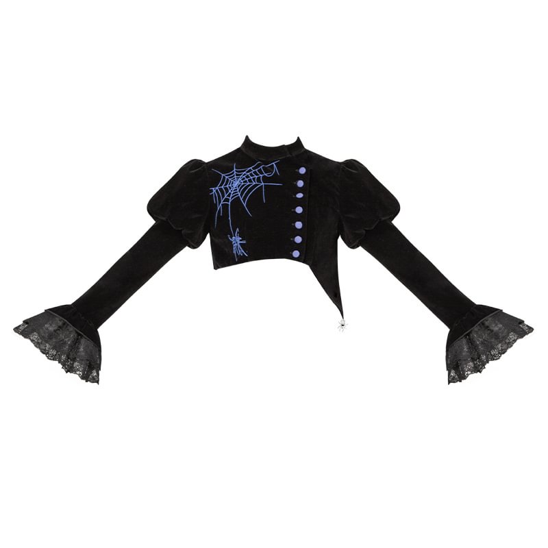 Goth Lolita Embroider Top Black White Fishbone Breast Gemini Autumn/winter Halloween Lolita Dresses