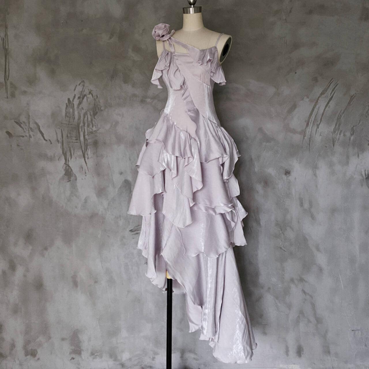[Pre]Gothic Lolita Goth Prom Dress Irregular Ruffle Edge Burgundy Red Skirt Long Skirt Summer Dress