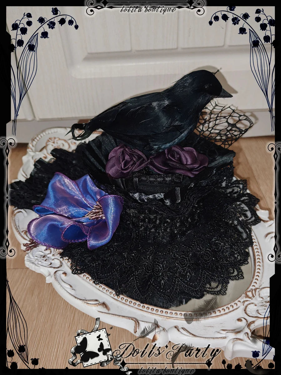 Goth Lolita Halloween Hair Accessories Raven Headpiece for Victorian Style
