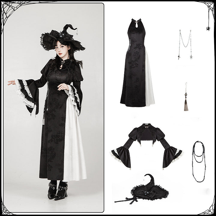 Goth Lolita Halloween Length Op Witch Hat Cape Twins Autumn Winter Lolita Dresses