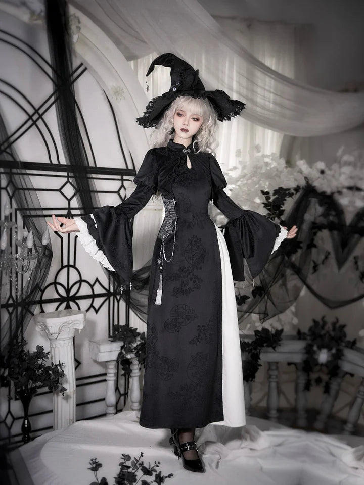 Goth Lolita Halloween Length Op Witch Hat Cape Twins Autumn Winter Lolita Dresses