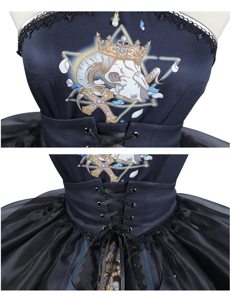 Goth Lolita Plus Size Black Gothic Dark Lace Lolita JSK Black Shirt Long Sleeve Lolita Dresses 3XL Lolita Dress Jumper Skirt