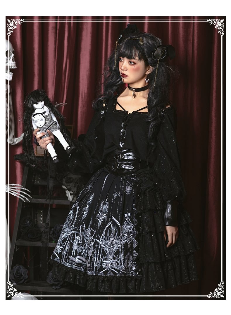 Goth Lolita Prom Goth Dresses Dark Printed Dress Gothic JSK Lolita SK Plus Size 3XL Lolita Dress