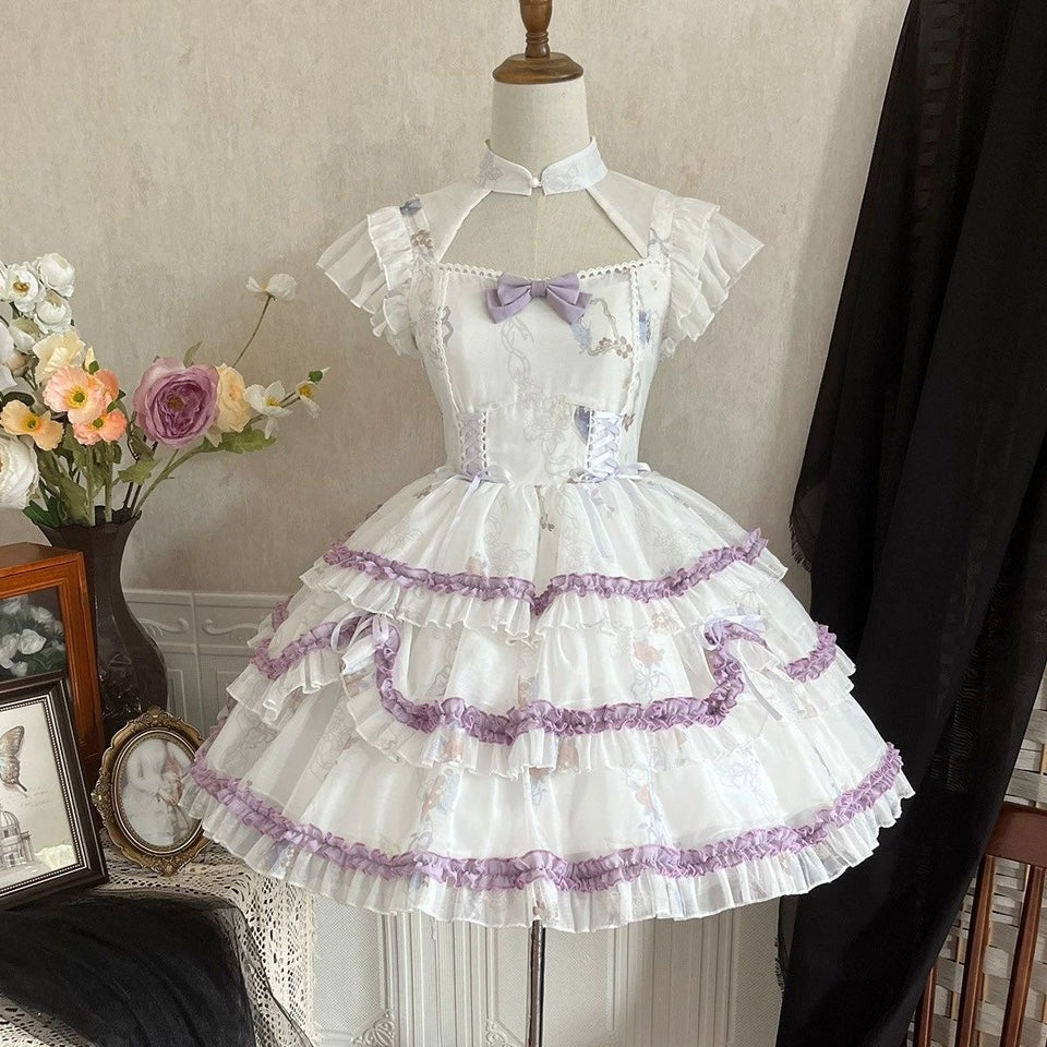 Goth Lolita Purple Sweet Lolita Cute Lolita Skirt Dress Princess JSK Dress Japanese Dark Lace Ruffle Edge Spring Summer