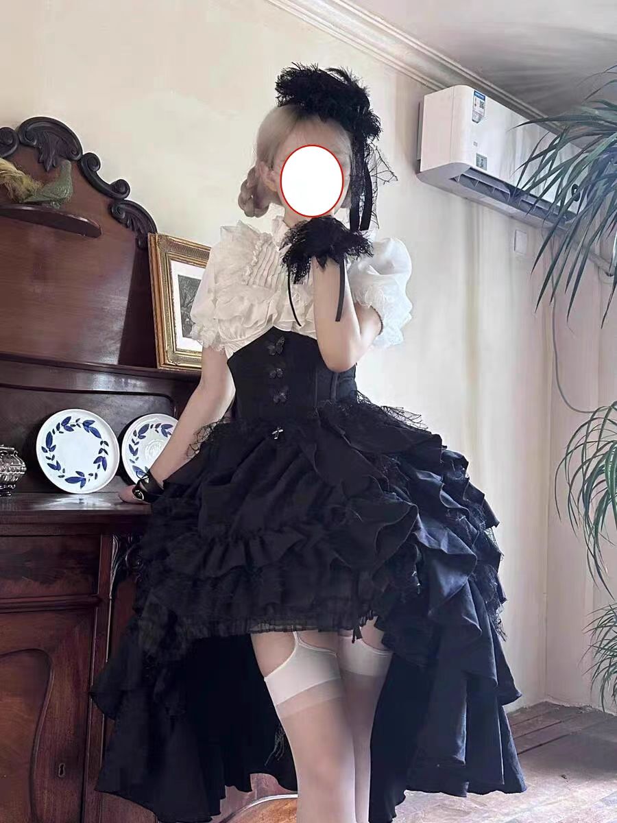 Goth Lolita Skirt Dark Black Vampire Count Lolita and Shirt Blouse Lift Lolita Dress