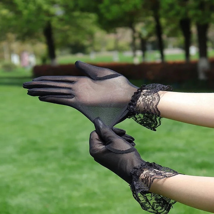 Gothic Lace Lolita Gloves Bow Thin Breathable Elastic Sunscreen Gloves Elegant Lolita Accessory