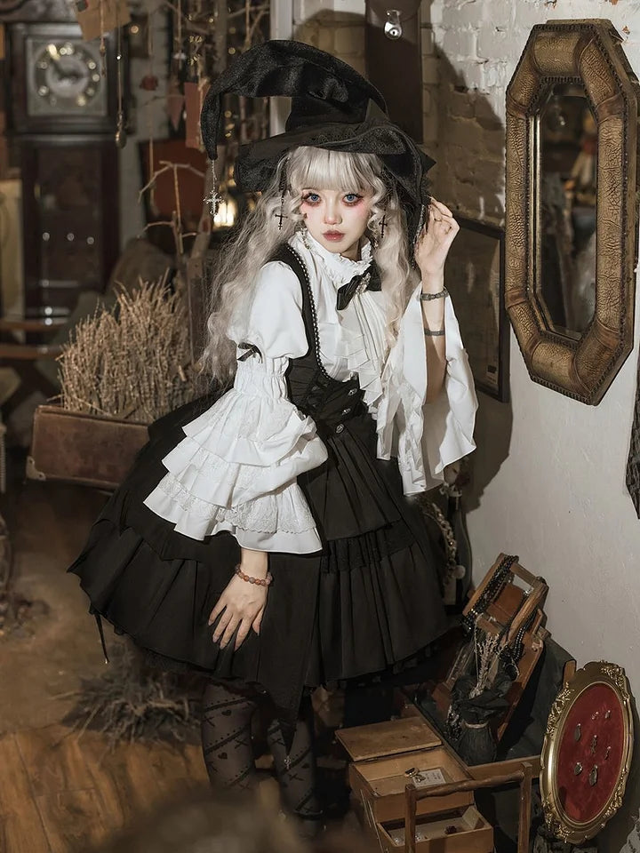 Gothic Lolita Classic Dresses Halloween Costume Magical Girl Daily Autumn Dress Elegant Outfit Witch Hat