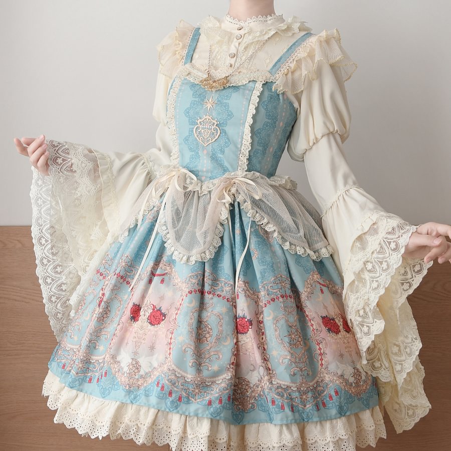 Lolita Blouses Gothic Stand-up Collar Big Sleeves Shirt with Doll Top Blouse