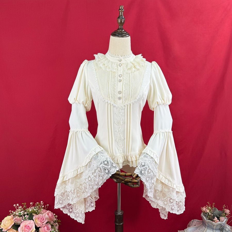 Lolita Blouses Gothic Stand-up Collar Big Sleeves Shirt with Doll Top Blouse