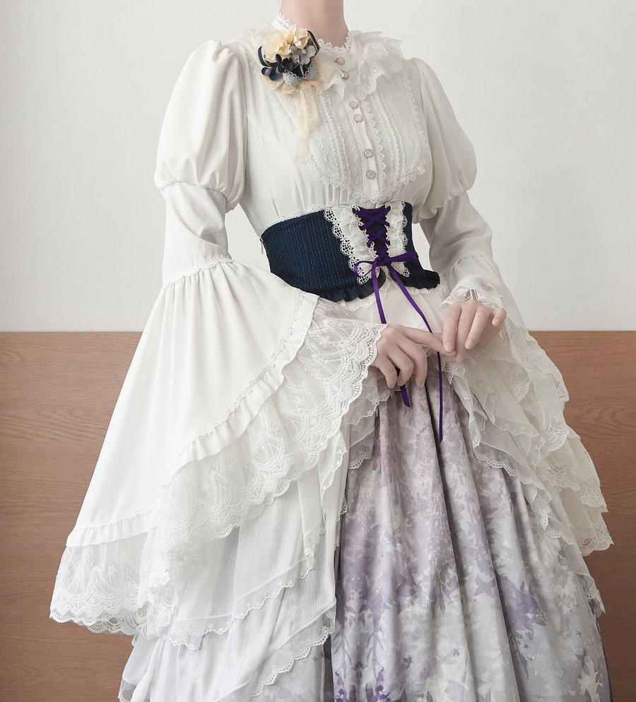 Lolita Blouses Gothic Stand-up Collar Big Sleeves Shirt with Doll Top Blouse