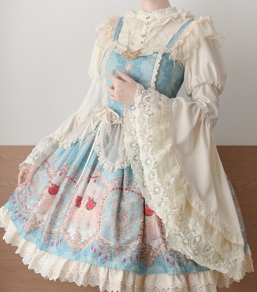Lolita Blouses Gothic Stand-up Collar Big Sleeves Shirt with Doll Top Blouse