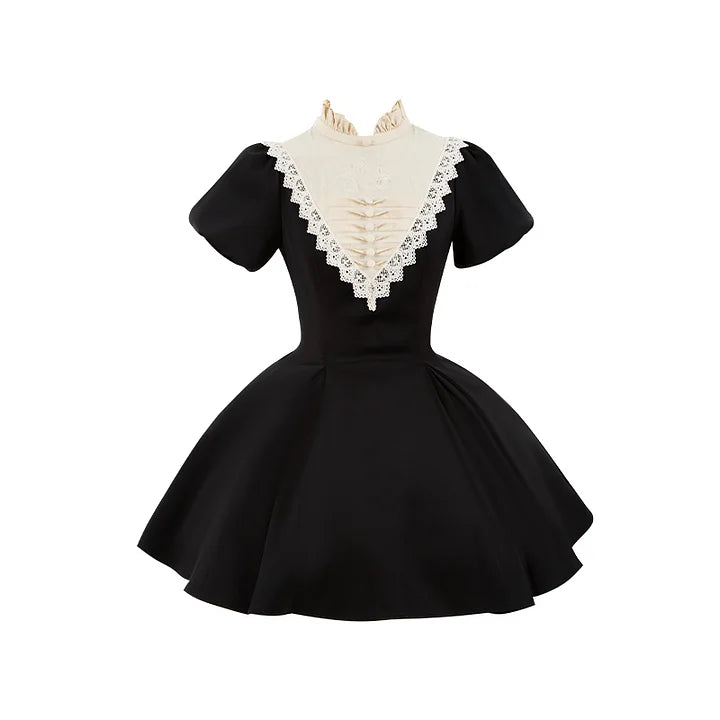 Gothic Nun Black Long Short Op Sleeve Apron Lolita Dresses