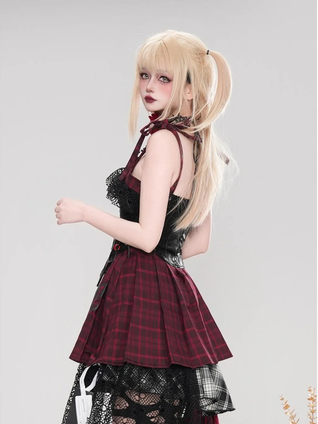 Gothic Red Rose Dark Goth Lace Stitching Suspender Dress Jsk Dress