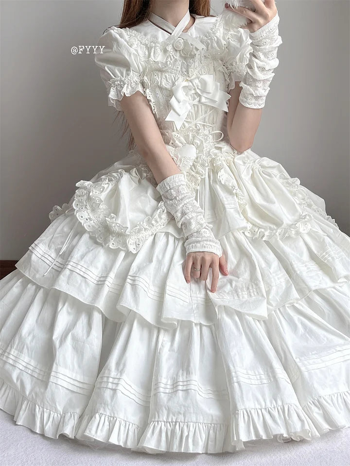 Gothic Subculture Halloween JSK Dress Red and Black Layer Long Lolita