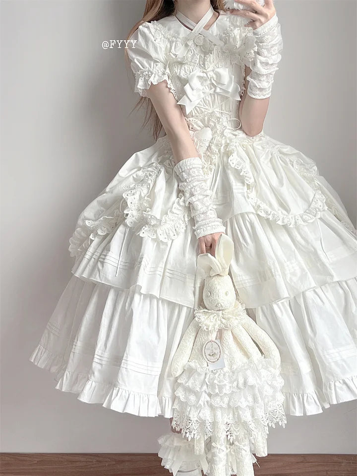 Gothic Subculture Halloween JSK Dress Red and Black Layer Long Lolita