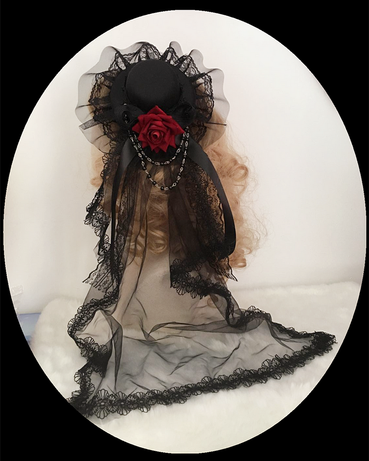 Handmade Lolita Gorgeous Tea Party Style Elegant Hat Wedding Lolita Accessories Classic Hat with Veil Headwear and Accessories
