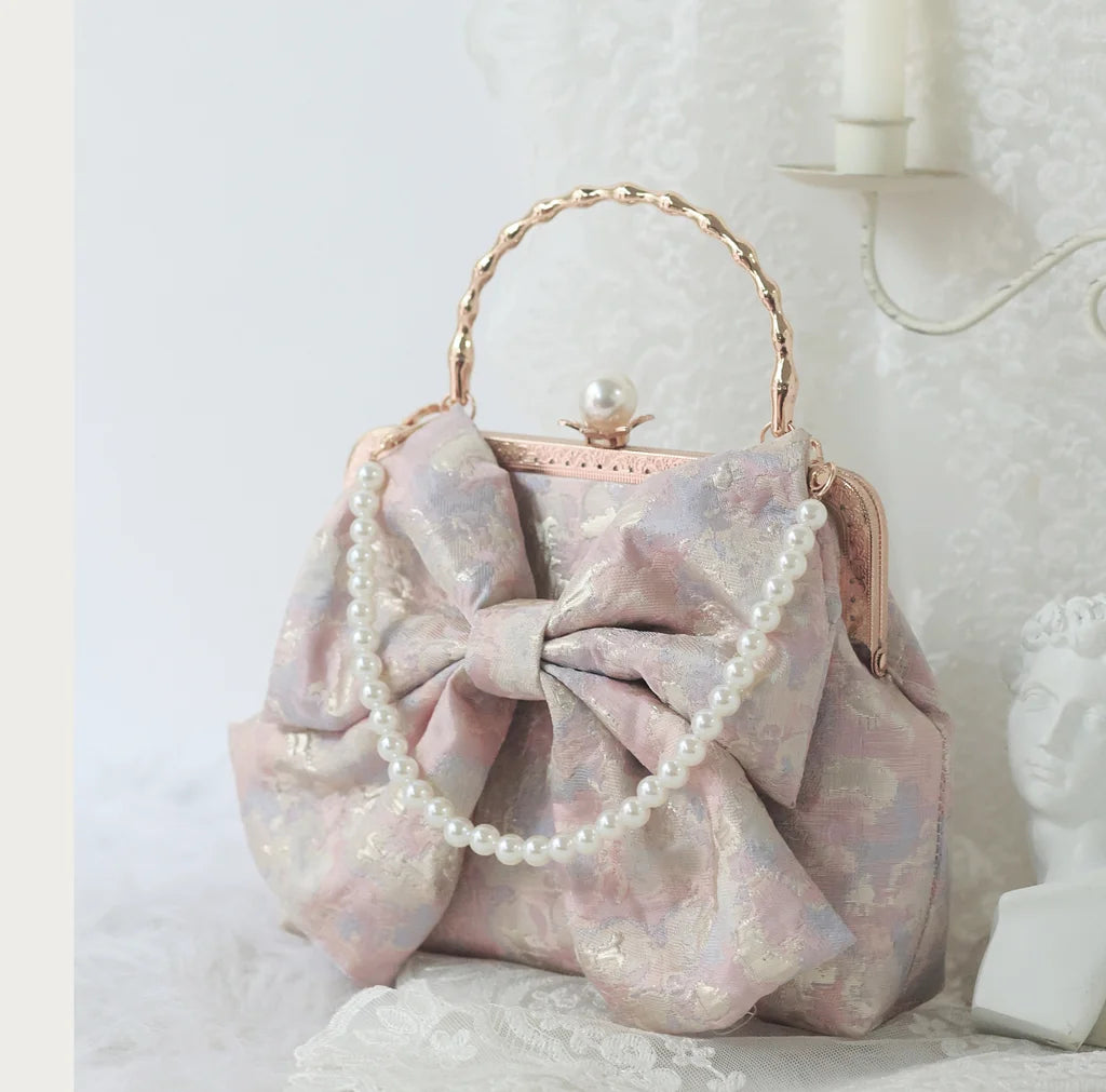 Lolita Bags Handmade Original Bow Mermaid Ji Cute Lolita Bag Pearl Gold