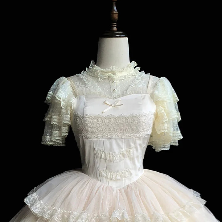 Hime Lolita Classic Dream Big Swing Gauze Skirt Op/jsk Lolita Skirt White Wedding Dress