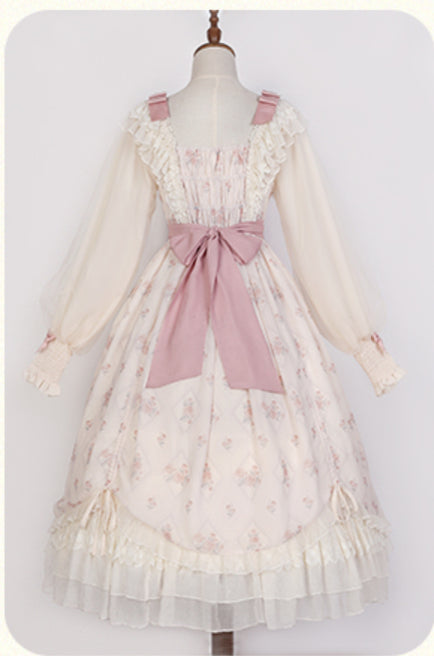 Hime Lolita Elegant Lolita Long Sleeve OP Floral Lace Dress Graduation Ceremony