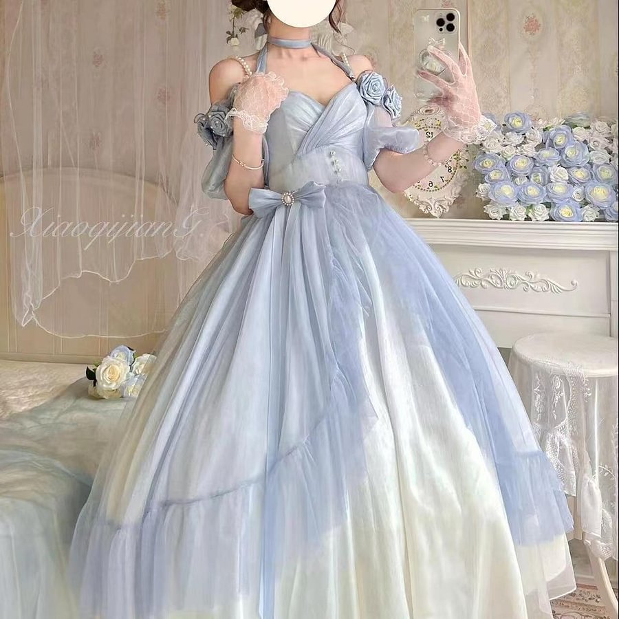 Hime Lolita Miss Dael Fairy Lolita OP Dress Elegant Prom Rose Dress Mint Green Long Dress Pink Graduation Ceremony