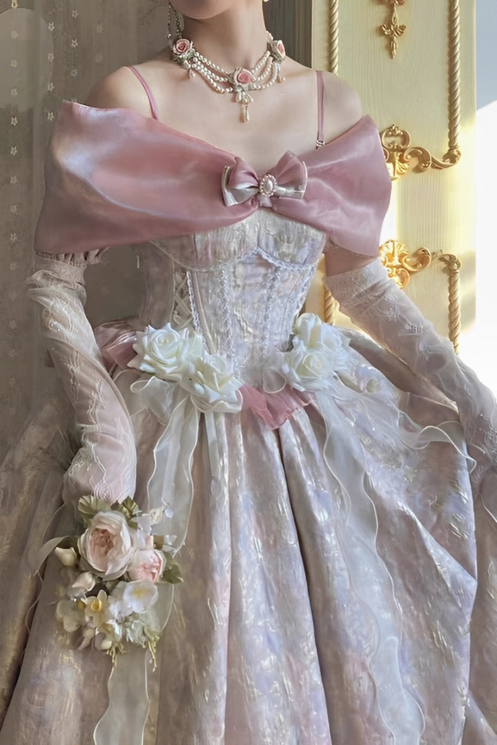 Hime Lolita Tea Party Fashion Pink with Bow Flower Gown Party Prom Dress Graduation Dresses Birthday