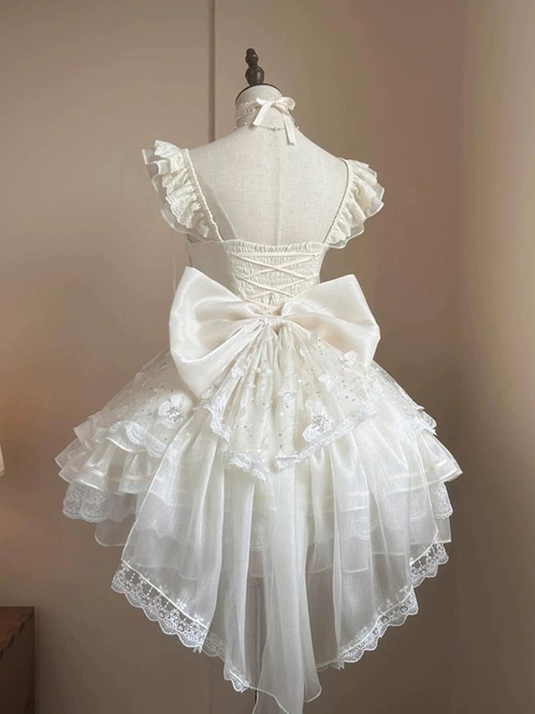 Hime Lolita Ivory Organza Elegant Dress Sweet Wedding Princess Dress  64 /255