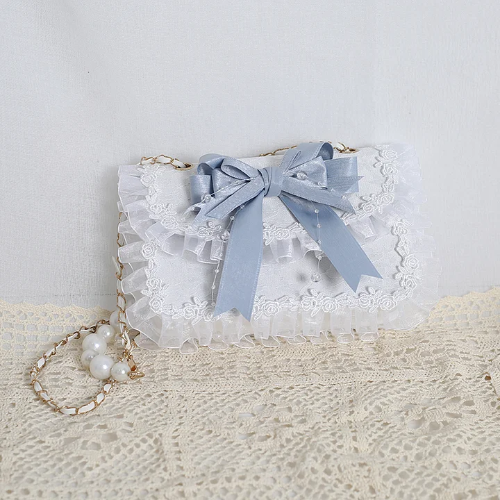 Lolita Bag Japanese Pearl Bow Shoulder Square Handbag Accessories