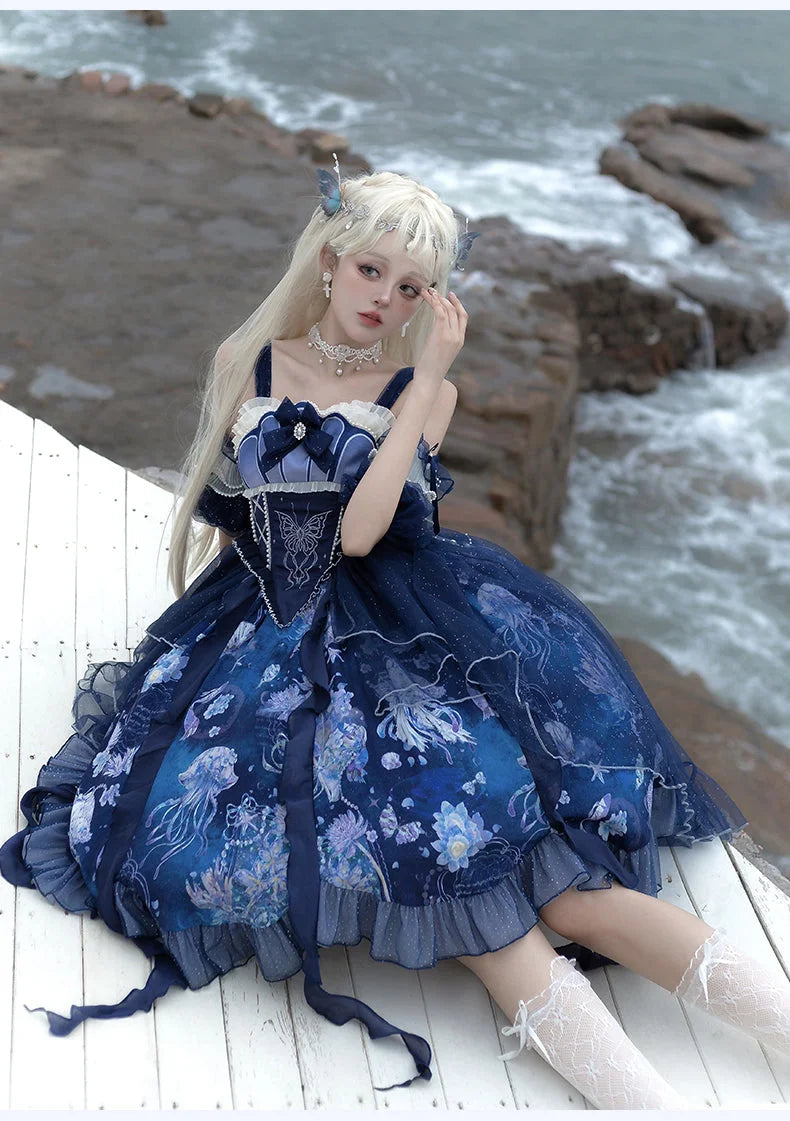 Jellyfish Shell Original Elegant Lolita Blue Lolita JSK Princess Dress