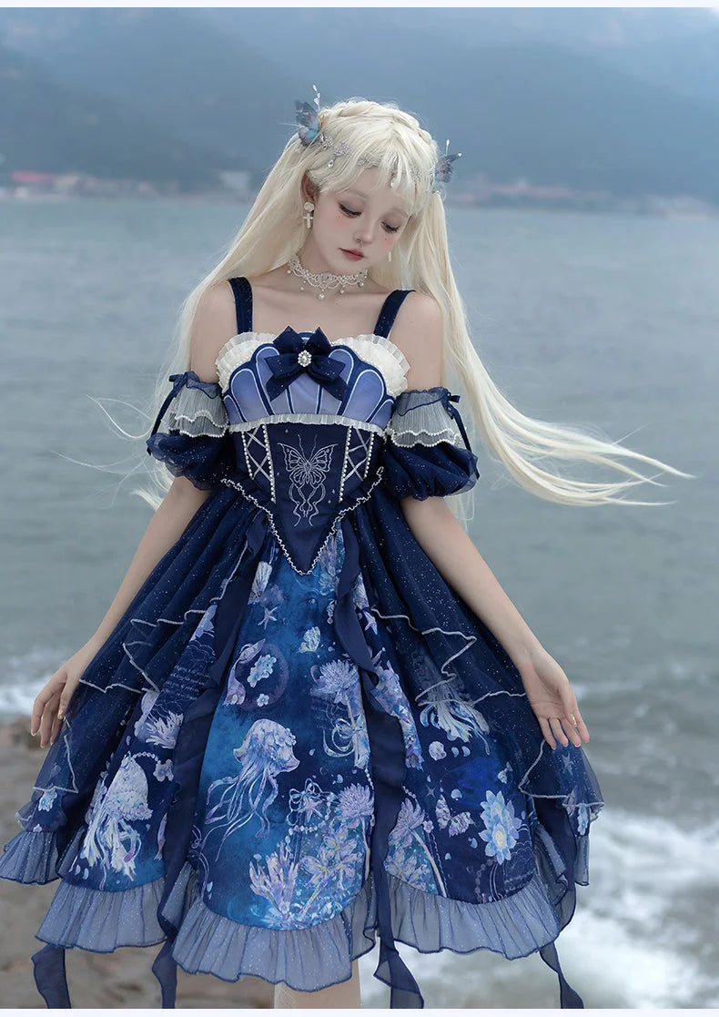 Jellyfish Shell Original Elegant Lolita Blue Lolita JSK Princess Dress