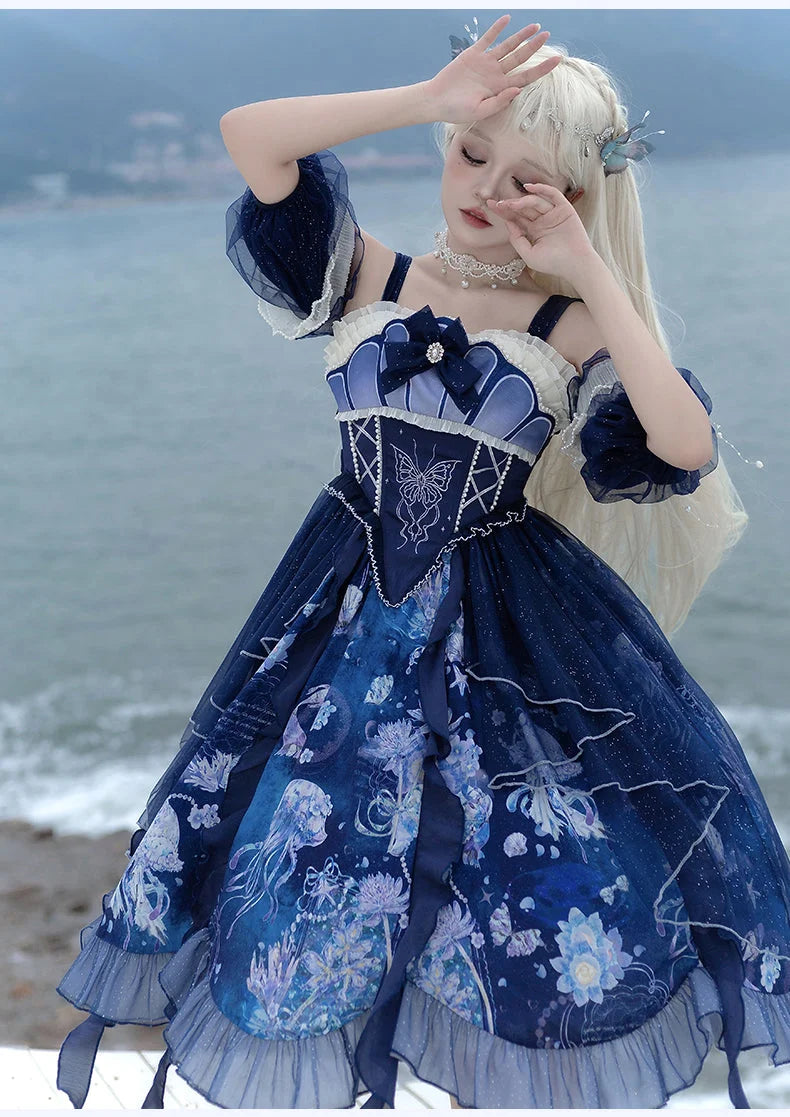 Jellyfish Shell Original Elegant Lolita Blue Lolita JSK Princess Dress