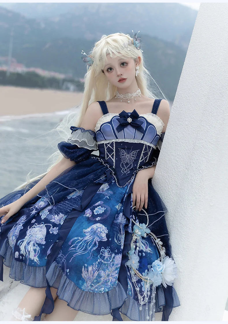 Jellyfish Shell Original Elegant Lolita Blue Lolita JSK Princess Dress