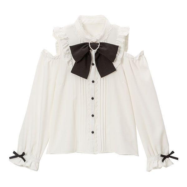 Jirai Kei Fashion Goth Lolita Ruffled Off Shoulder Blouse Pink White Grey Purple Lace Trimmed Sweet